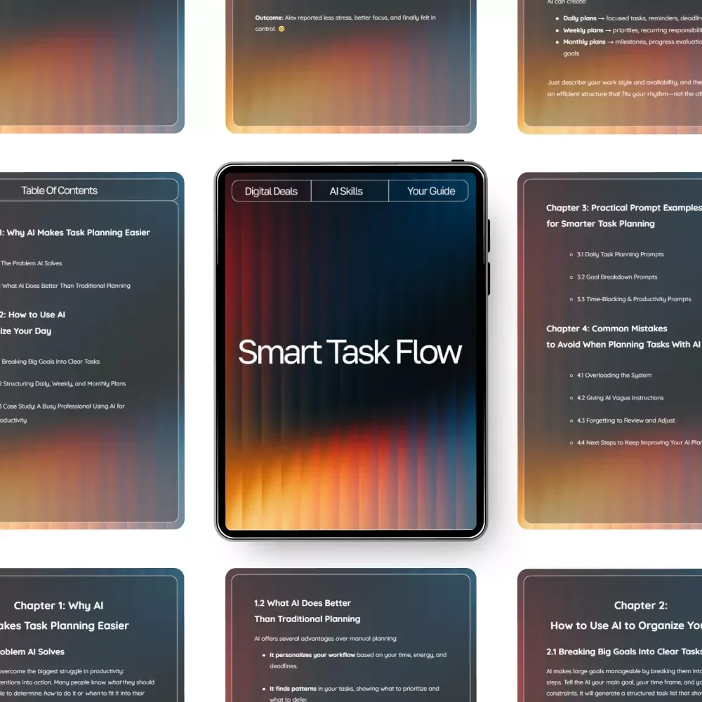 Smart Task Flow | Guide for Busy Professionals | Productivity Planner | Digital Download for How to Use AI to Plan Tasks | AI Task Planning eBook & Workflow System