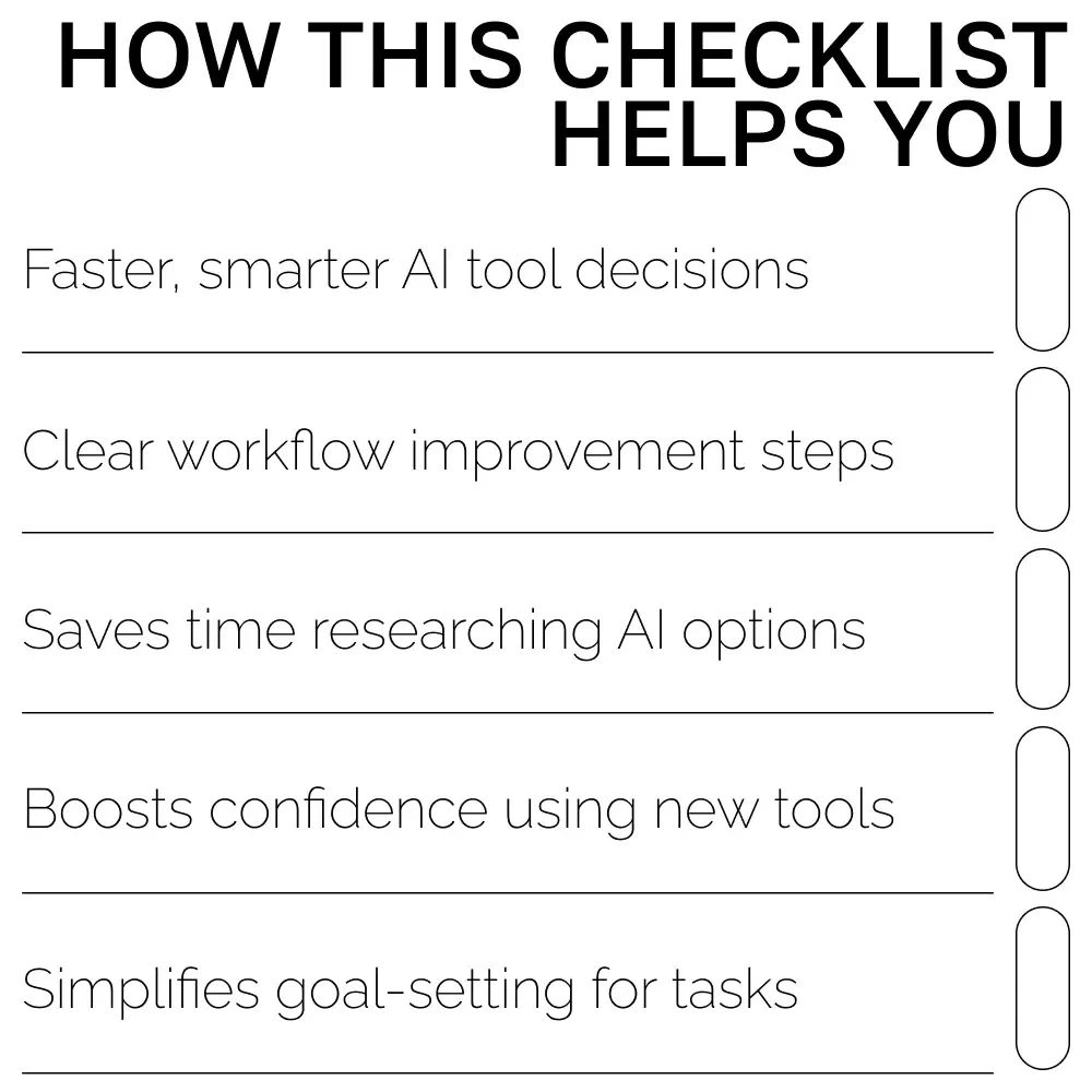 AI Skills Mastery Checklist | Digital Download | Productivity Guide for how to choose the right ai tool for your task | AI Workflow Optimization & Tool Selection