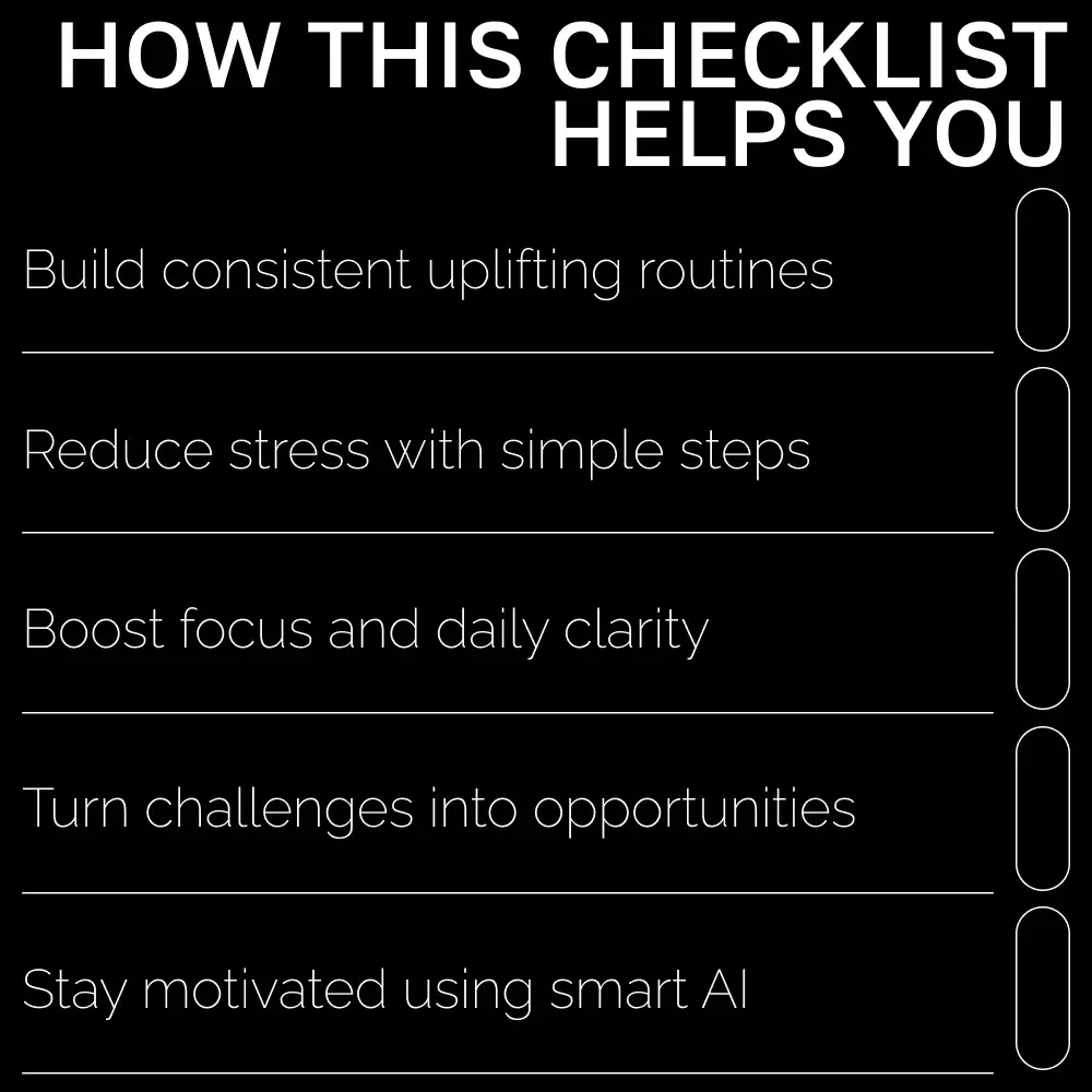 AI Daily Positivity Reminders | Printable & Digital Checklist for Mindset, Gratitude, and Motivation | Wellness Morning Routine Guide | Mindful Living eBook