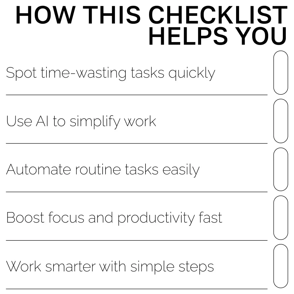 Work Smarter, Not Harder: Your AI Integration Checklist | Productivity Digital Download | How to Integrate AI into Everyday Tasks at Work | Step-by-Step AI Workflow Guide
