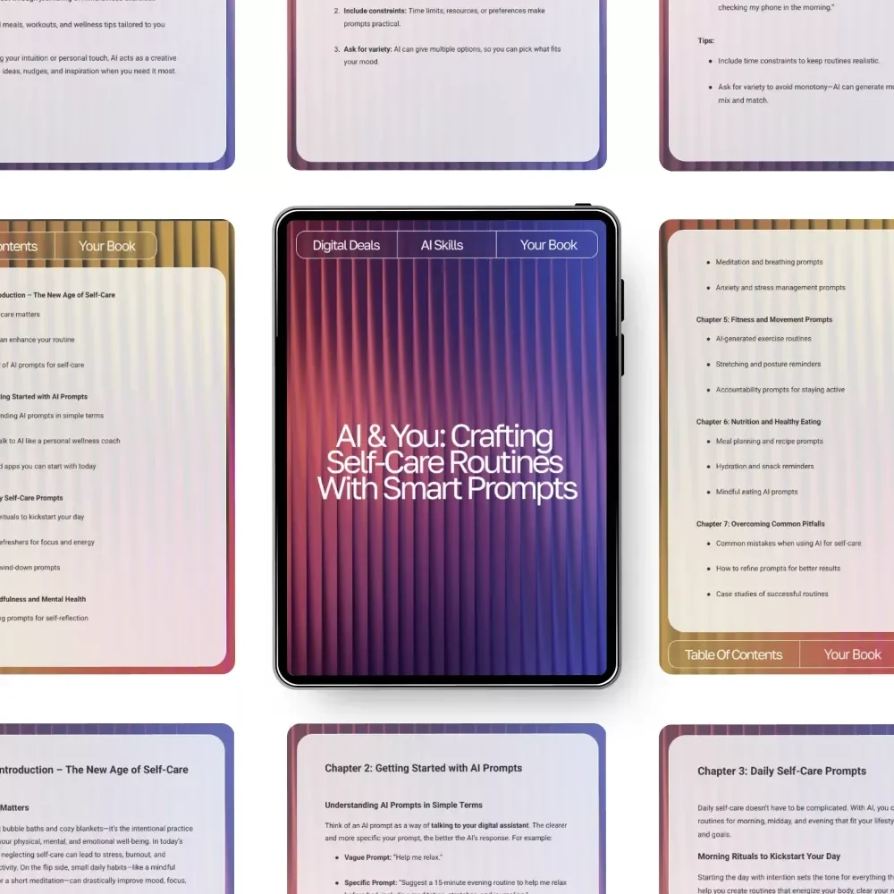 AI & You: Crafting Self-Care Routines with Smart Prompts | Self-Care eBook | AI Prompts for Self-Care Routines | Digital Download Wellness Guide