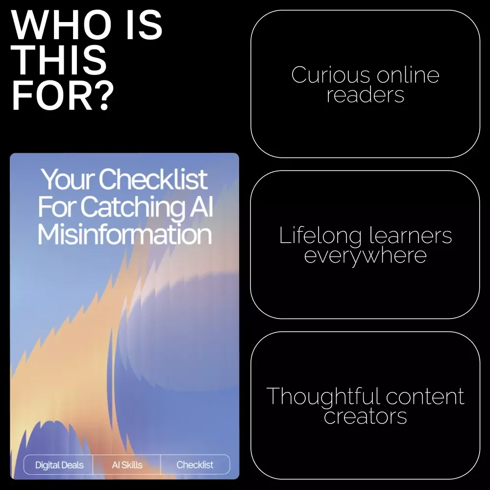 Your Checklist for Catching AI Misinformation | Digital Guide on How to Spot Fake Facts in AI Output | Printable Critical Thinking Tool for Smarter Research