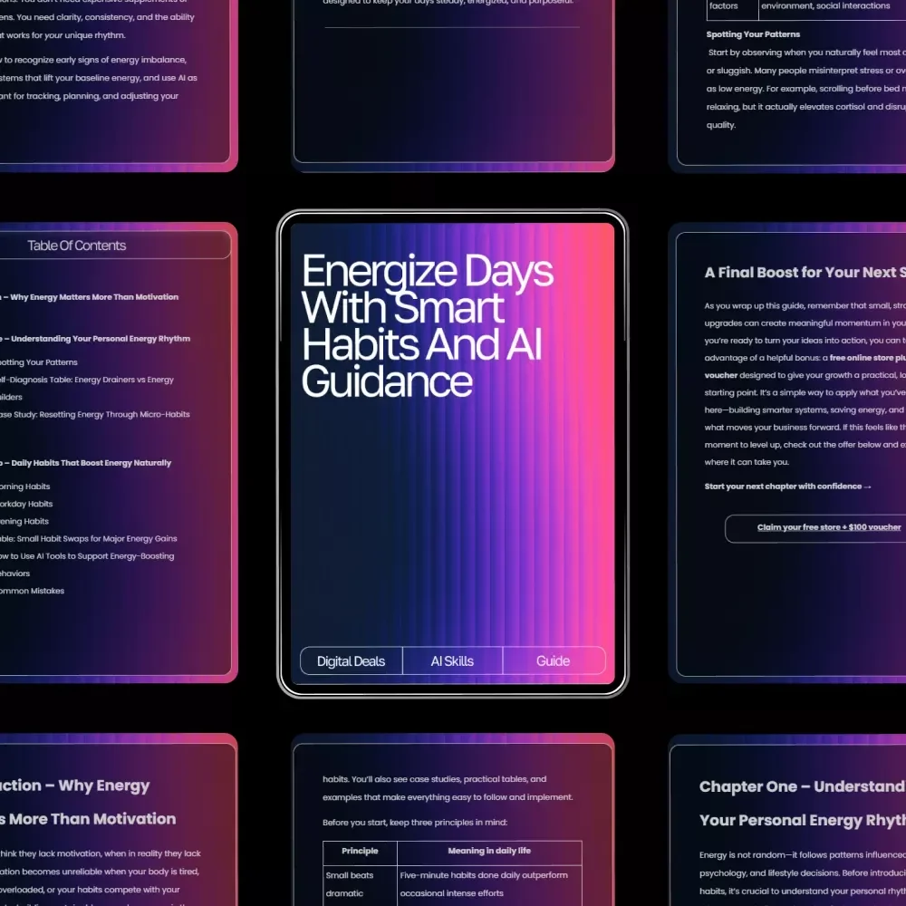 Energize Days with Smart Habits and AI Guidance – Digital Wellness Guide for Boosted Vitality, Daily Productivity, and ai suggestions for energy-boosting habits | Instant Download Lifestyle eBook