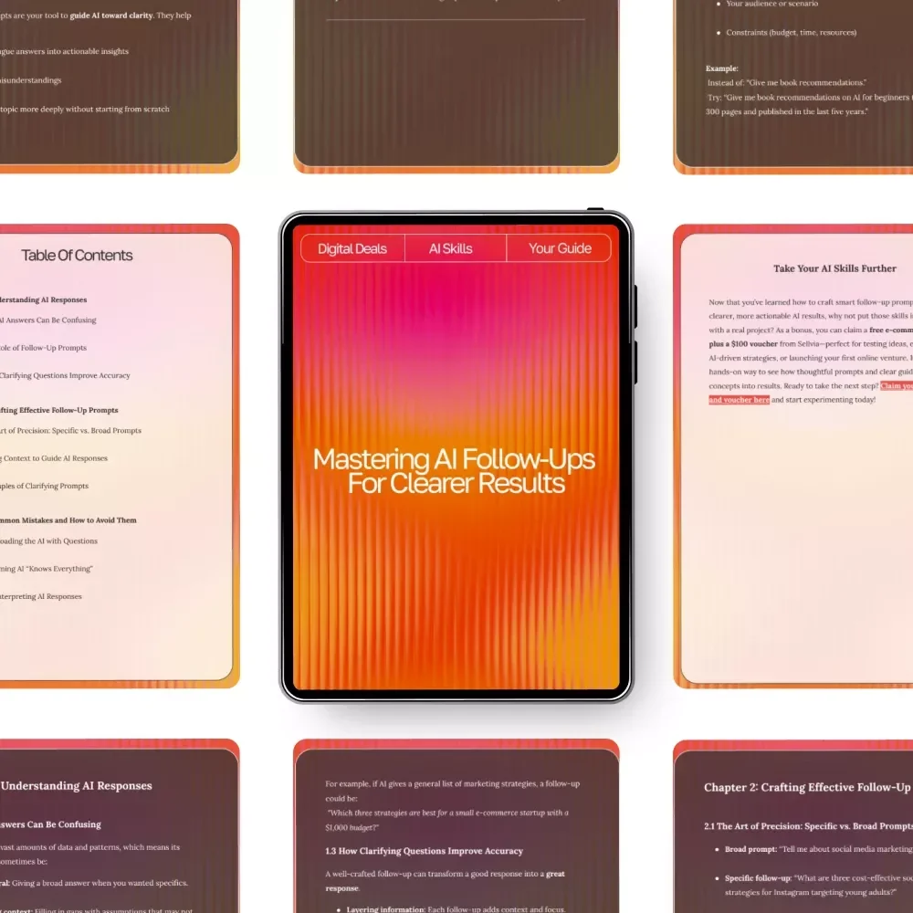 Mastering AI Follow-Ups for Clearer Results | Guide for Crafting ai follow-up prompts that clarify results | Digital Download for Better AI Conversations