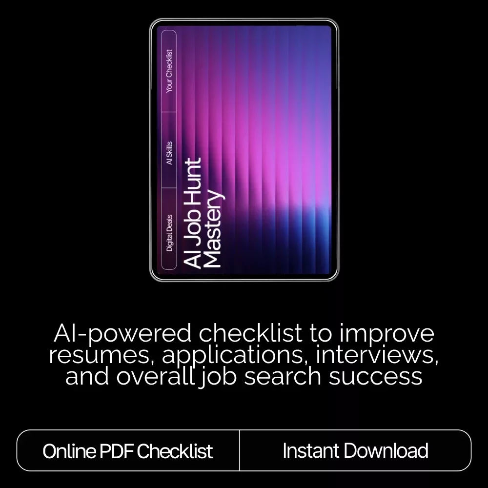 AI Job Hunt Mastery | Ultimate Job Search Checklist | Digital Download for Career Growth | Resume, Cover Letter & Interview Prep Guide | how to use ai for job search