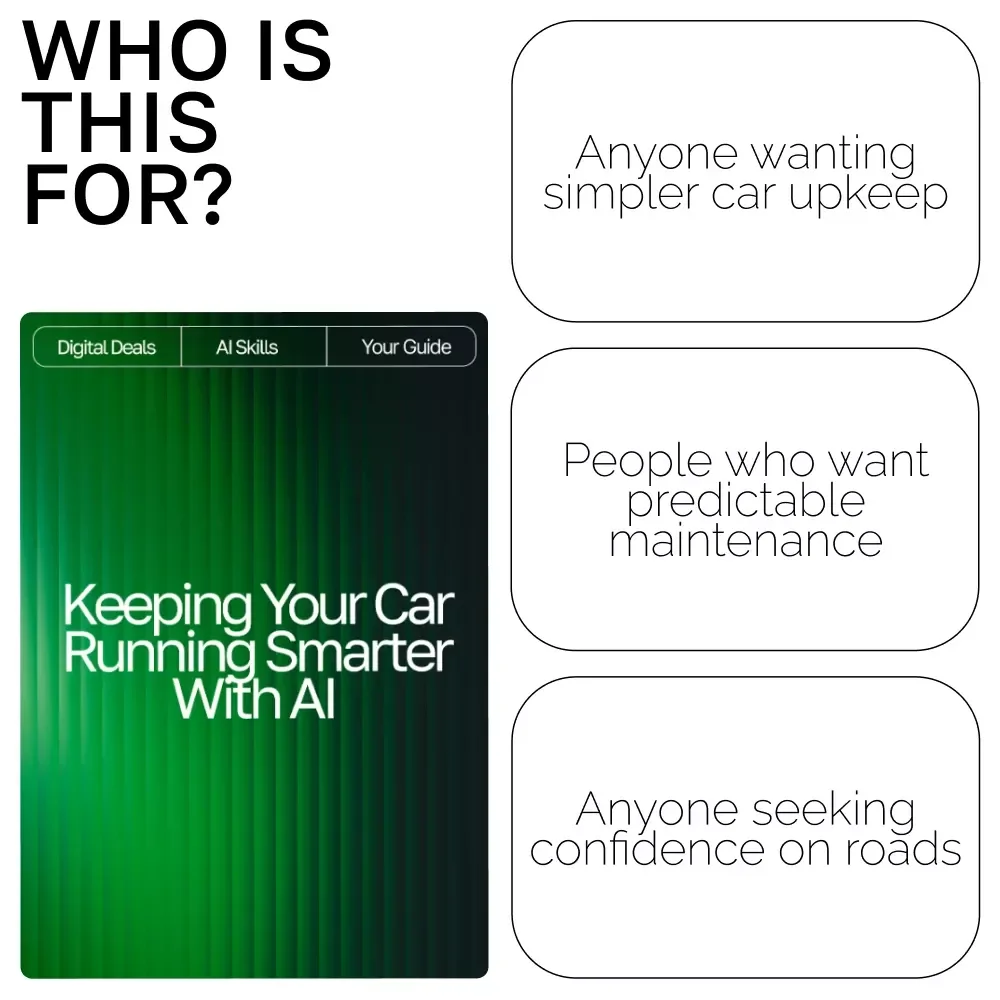 Keeping Your Car Running Smarter with AI – Ultimate Guide for Drivers | Digital Download for how to use ai for car maintenance schedules | Smart Auto Care Planner eBook