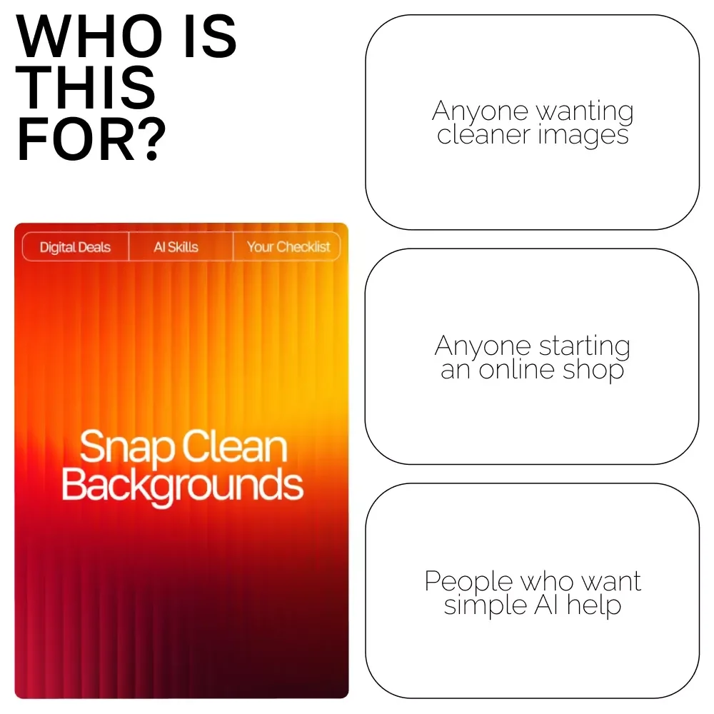 Snap Clean Backgrounds | AI Background Removal Checklist for Creators, Etsy Sellers & E-Commerce | Digital Download | Perfect for Product Photos | ai tools for removing backgrounds