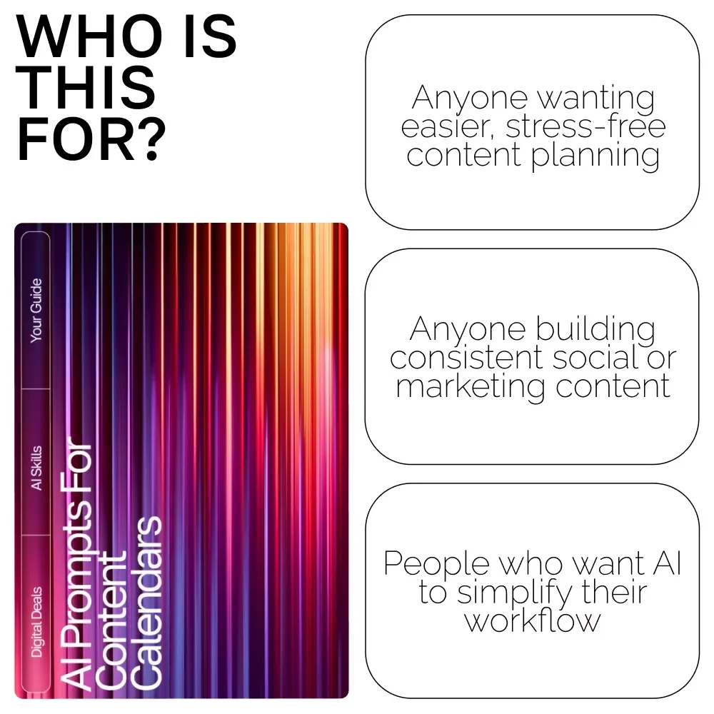 AI Prompts for Content Calendars | Digital Download eBook, Social Media Content Planner Prompts, AI Marketing Guide for Creators & Entrepreneurs
