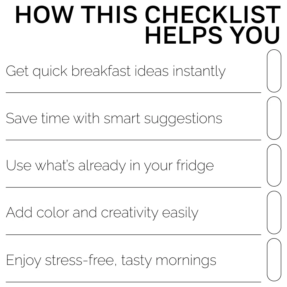 AI-Powered Breakfast Brainstorm: Your Fun & Easy Checklist | Digital Download | AI Help with Breakfast Ideas | Creative Morning Recipe Inspiration Guide