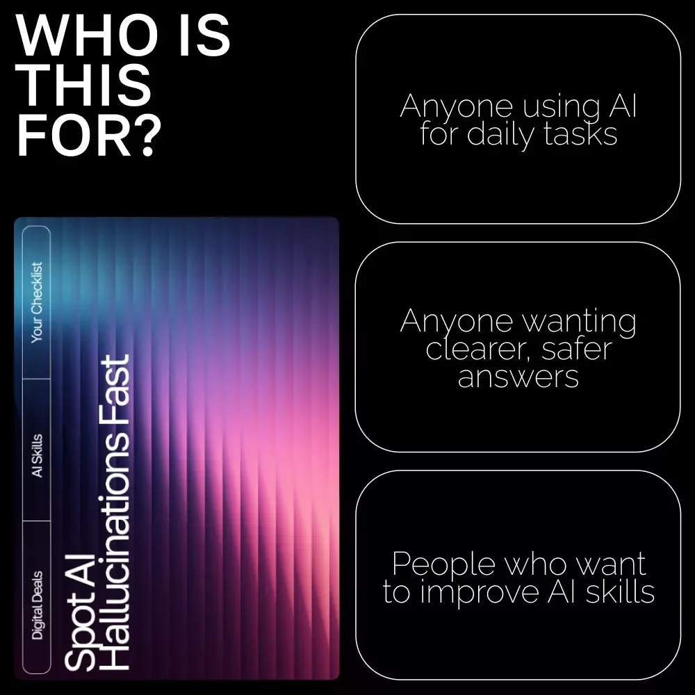 Spot AI Hallucinations Fast Checklist | Digital Download Guide on what are ai hallucinations and how to catch them | AI Literacy, Fact-Checking, Prompting Skills