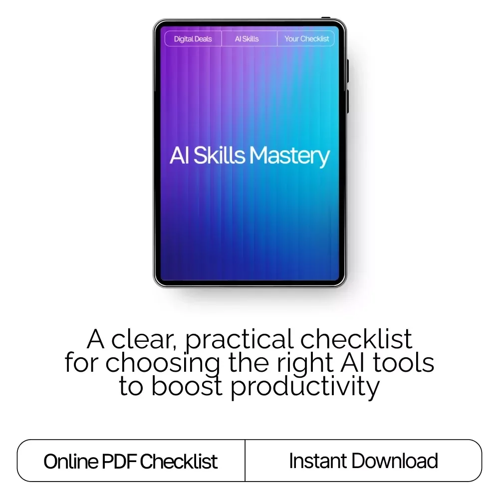 AI Skills Mastery Checklist | Digital Download | Productivity Guide for how to choose the right ai tool for your task | AI Workflow Optimization & Tool Selection
