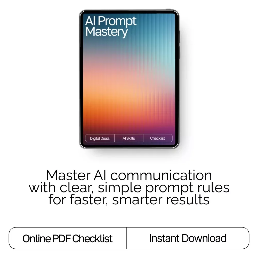 AI Prompt Mastery Checklist | Simple Rules for Effective AI Prompts | Digital Download for Clear, High-Impact Prompt Writing