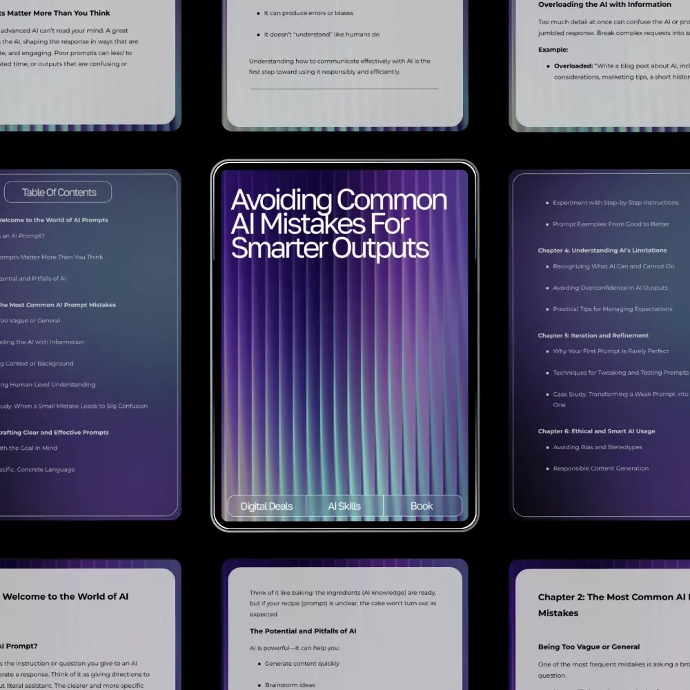 Avoiding Common AI Mistakes for Smarter Outputs | Digital eBook for Learning AI Prompt Mistakes to Avoid and Improve Results