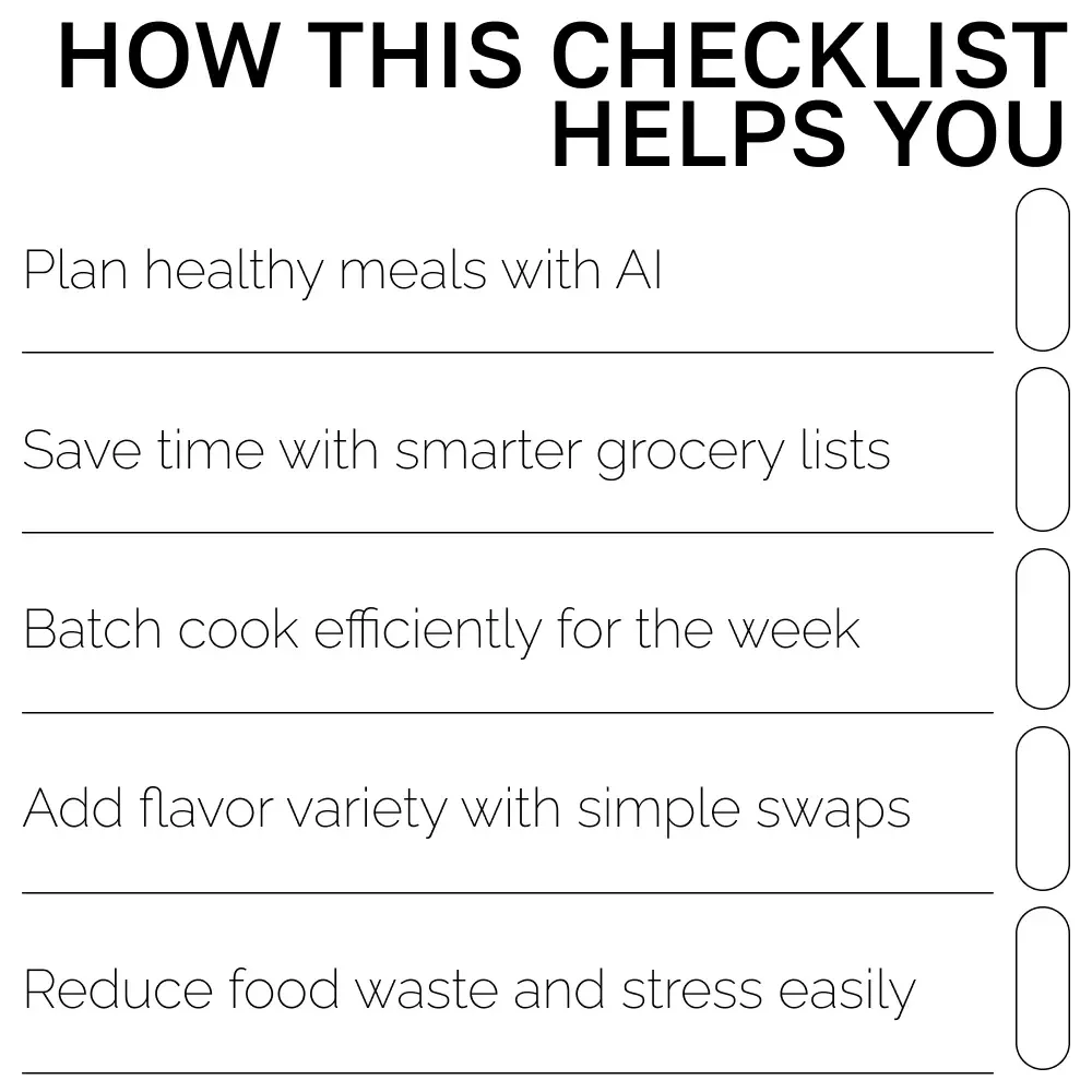 AI-Powered Meal Prep Checklist | Weekly Planning Made Simple | Digital Download | AI Meal Prep Tips for the Week | Organized Cooking Guide