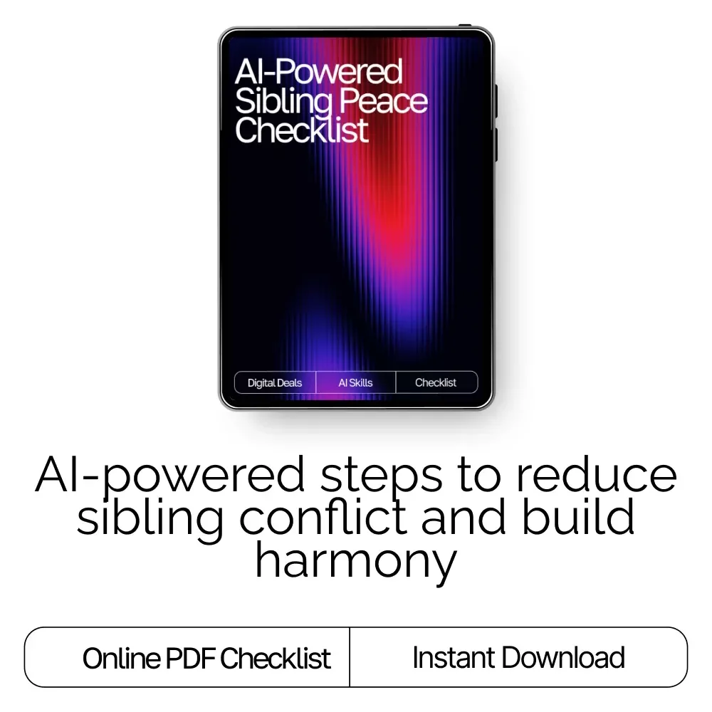 AI-Powered Sibling Peace Checklist | Gentle Parent Toolkit for ai help for sibling conflict resolution | Printable Family Harmony Guide (Digital Download)