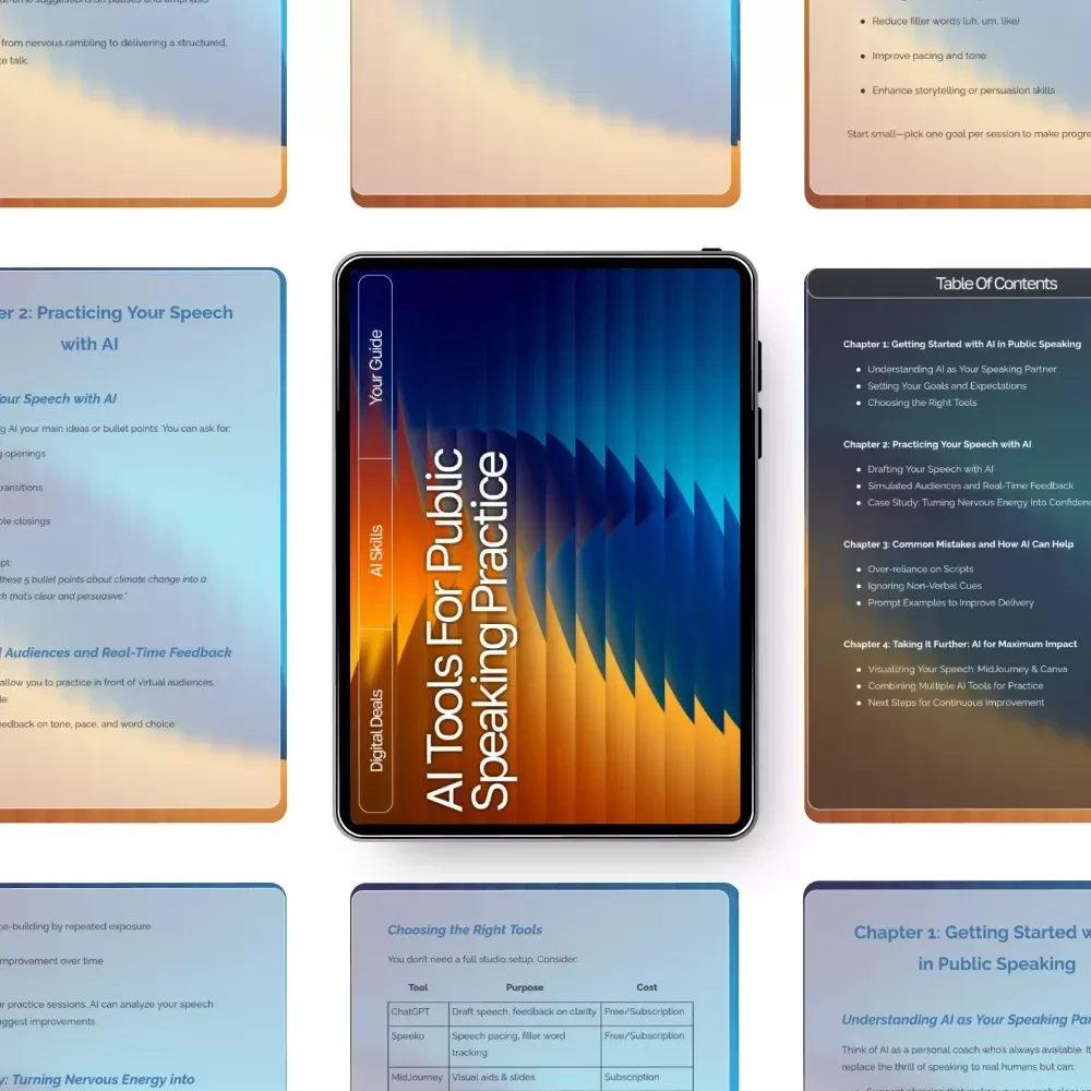 AI Tools for Public Speaking Practice | Public Speaking Guide | Speech Practice eBook | Digital Download for Confident Communication
