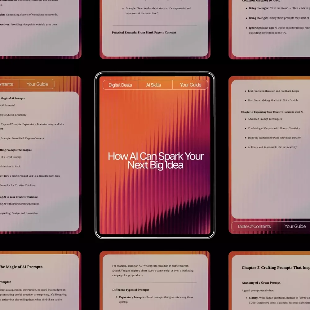 How AI Can Spark Your Next Big Idea | Digital Guide | AI Prompts for Generating Creative Ideas | Innovation & Brainstorming Workbook