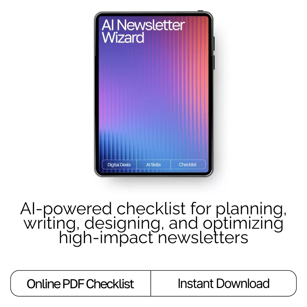 AI Newsletter Wizard – Ultimate Editable Checklist for Email Creators | AI Prompts for Newsletter Content | Digital Download for Content Strategy & Email Marketing