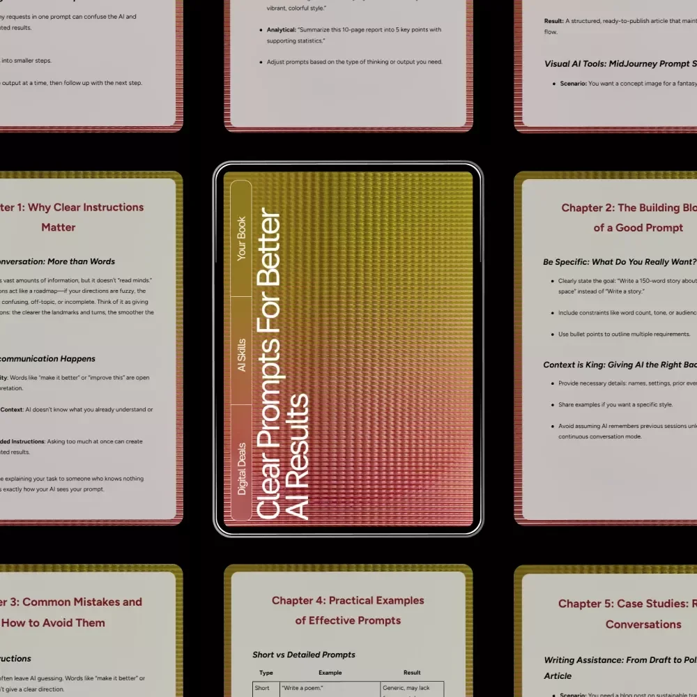 Clear Prompts for Better AI Results | Digital eBook on How to Give Clear Instructions to AI for Accurate, Creative, and Reliable Outputs
