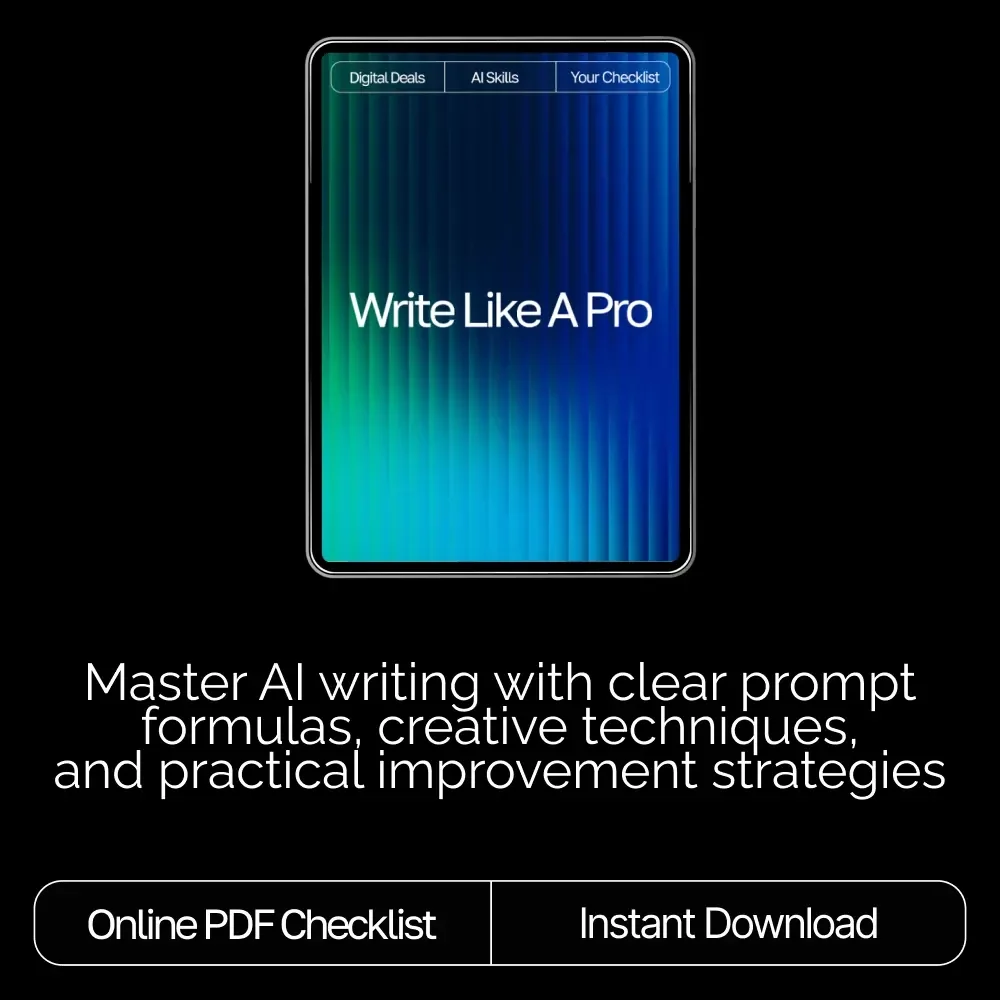 Write Like a Pro Checklist | best prompt formulas for ai writing | Ultimate AI Writing Prompt Guide for eBooks, Copy, Blogs & Creators