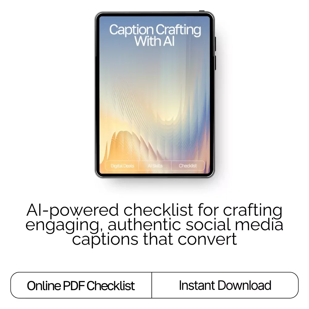 Caption Crafting with AI Checklist | Social Media Caption Writing Guide | how to use ai for social media captions | Digital Download for Creators & Small Businesses