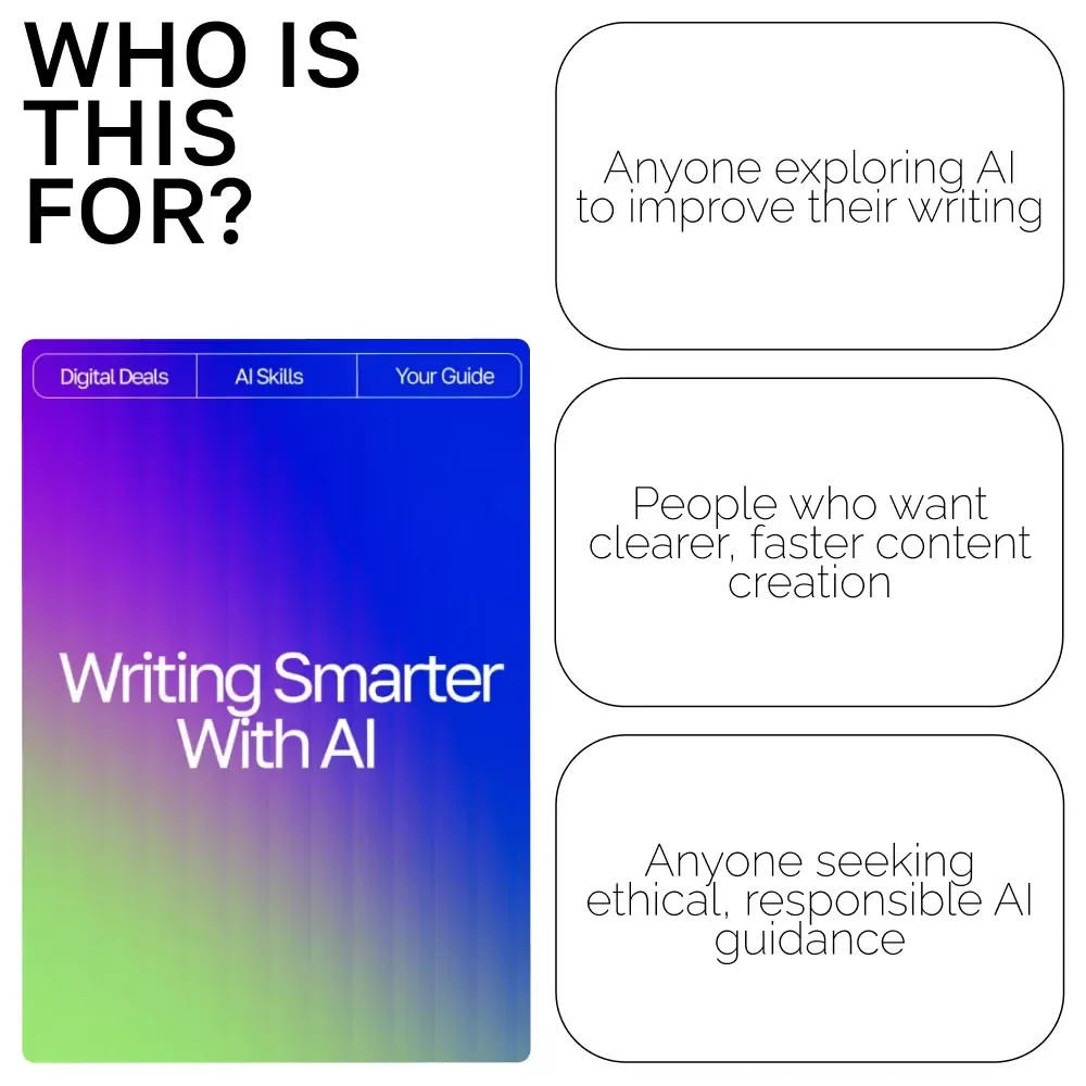 Writing Smarter with AI – Digital Guide for Creators, Ethical Writing Toolkit, How to Use AI Responsibly for Writing, Prompt Crafting & Productivity Boost