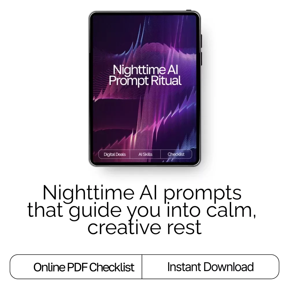 Nighttime AI Prompt Ritual | AI Prompts for Night Relaxation | Digital Sleep Checklist for Calm Evenings & Mindful Rest