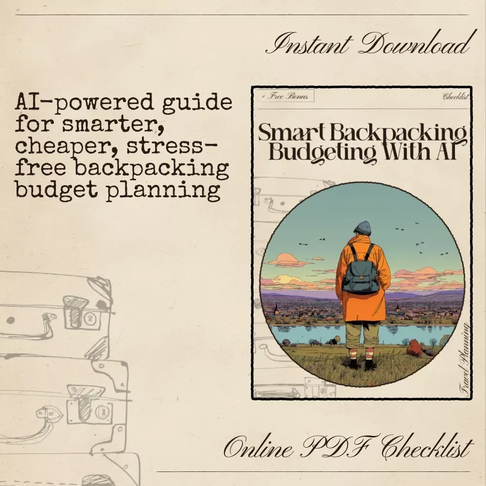 Smart Backpacking Budgeting with AI Checklist | Ultimate Travel Money Planner | Digital ai travel budget planner for backpacking | Editable Trip Planning Tool