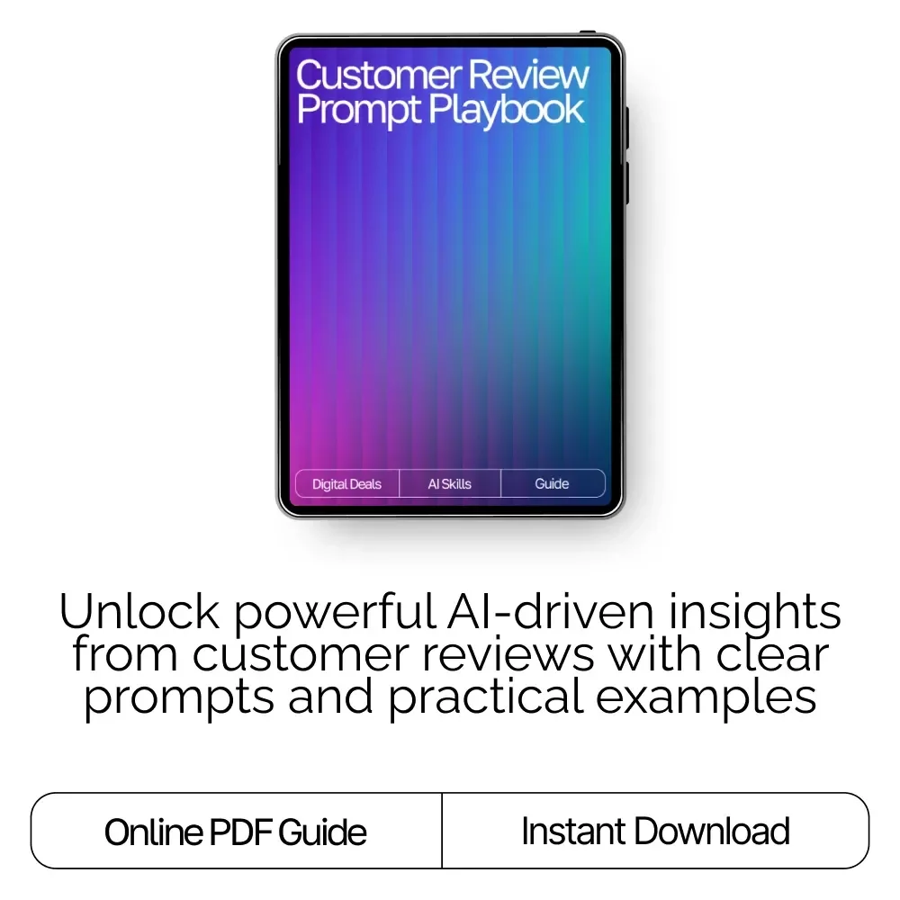 Customer Review Prompt Playbook | AI Prompts for Customer Reviews Insights | Review Analysis Guide for Etsy Sellers, Marketers & Small Businesses