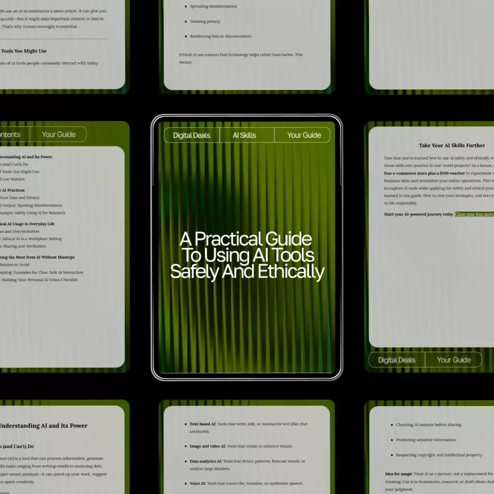 A Practical Guide to Using AI Tools Safely and Ethically | Digital Download Guide for Beginners | Learn how to use ai tools safely and ethically with Clear, Ethical, and User-Friendly AI Practices