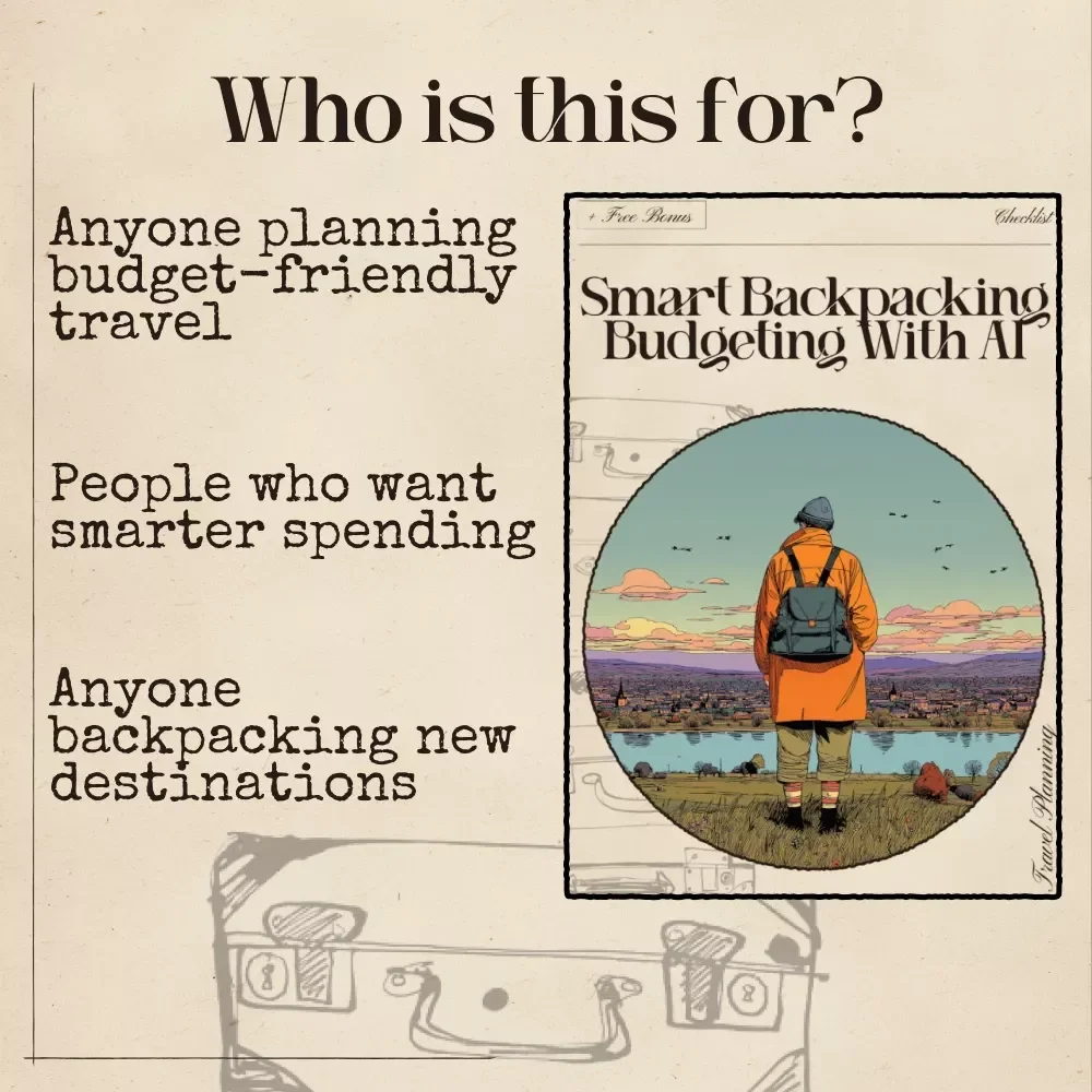 Smart Backpacking Budgeting with AI Checklist | Ultimate Travel Money Planner | Digital ai travel budget planner for backpacking | Editable Trip Planning Tool