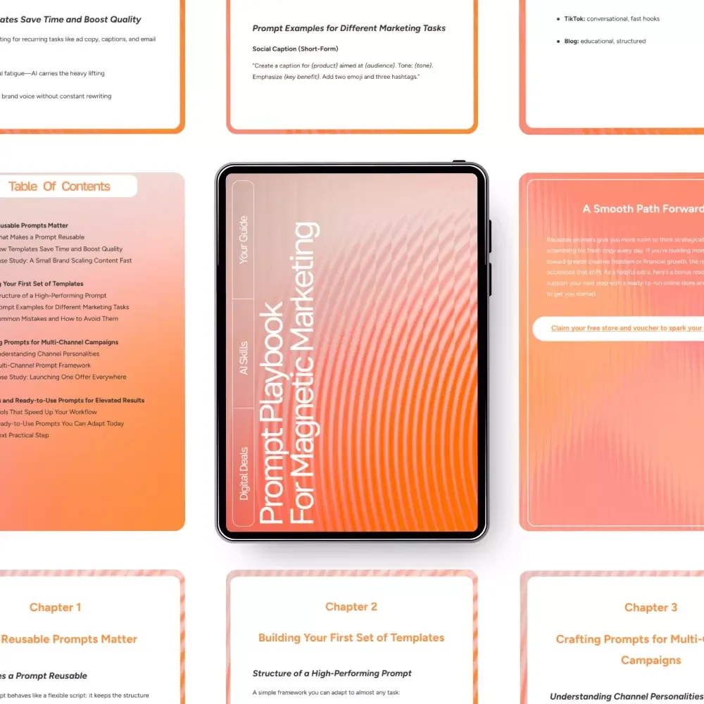 Prompt Playbook for Magnetic Marketing – Reusable Prompt Templates for Marketing Guide, Digital Download, AI Marketing Prompts, Content Creation Toolkit