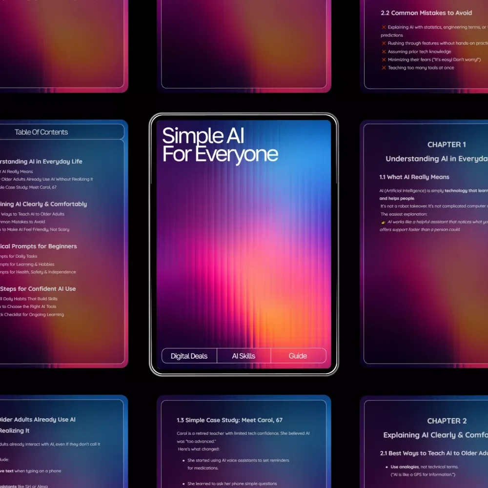 Simple AI for Everyone – A Beginner-Friendly Guide for Teaching Technology Comfortably | Digital Download for Explaining AI Basics to Older Adults | Easy How-To Resource for Caregivers, Teachers & Families