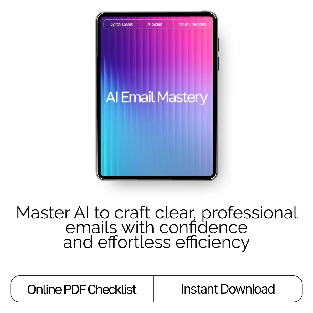 AI Email Mastery Checklist | How to Use AI to Draft Emails Professionally | Productivity eBook for Clear, Polished Communication