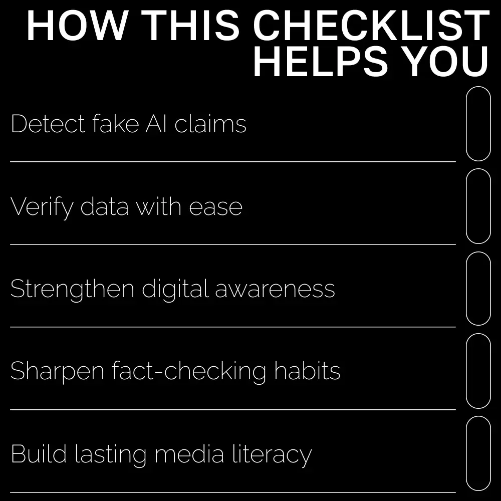 Your Checklist for Catching AI Misinformation | Digital Guide on How to Spot Fake Facts in AI Output | Printable Critical Thinking Tool for Smarter Research