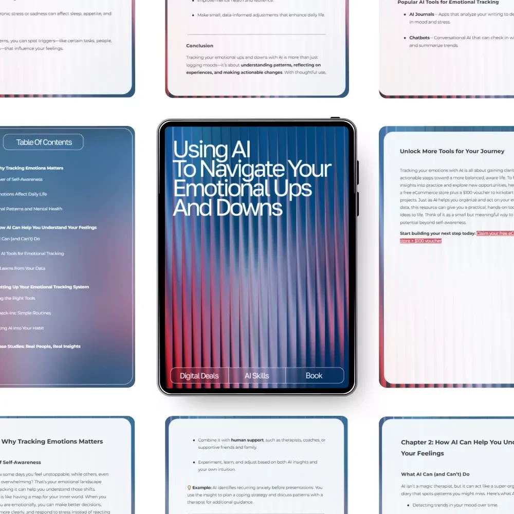 Using AI to Navigate Your Emotional Ups and Downs | Emotional Wellness eBook for tracking emotional ups and downs with ai, Self-Awareness Guide, Mood Tracking Digital Download