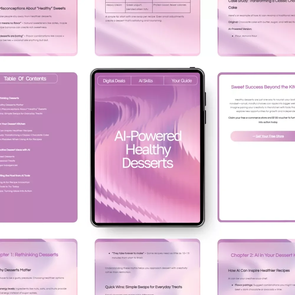 AI-Powered Healthy Desserts | Printable Guide, Recipe Inspiration, Wellness eBook, ai suggestions for healthy desserts | Digital Download for Healthy Treat Lovers