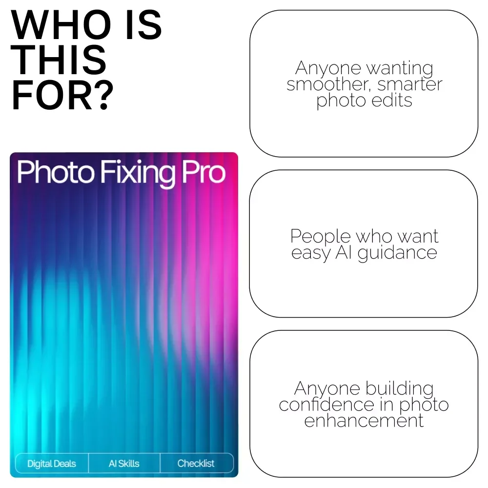 Photo Fixing Pro – Ultimate AI Photo Editing Checklist for Beginners & Creators | Digital Download | ai tools for fixing photo flaws Guide