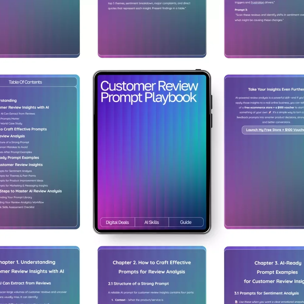 Customer Review Prompt Playbook | AI Prompts for Customer Reviews Insights | Review Analysis Guide for Etsy Sellers, Marketers & Small Businesses