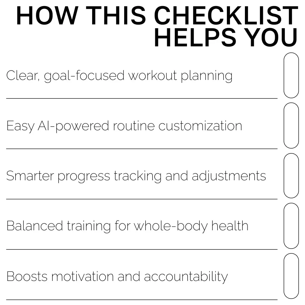 AI-Powered Fitness Routine Checklist | Smart Workout Planner | Digital Download for ai suggestions for balanced fitness routines | Wellness & Training Guide