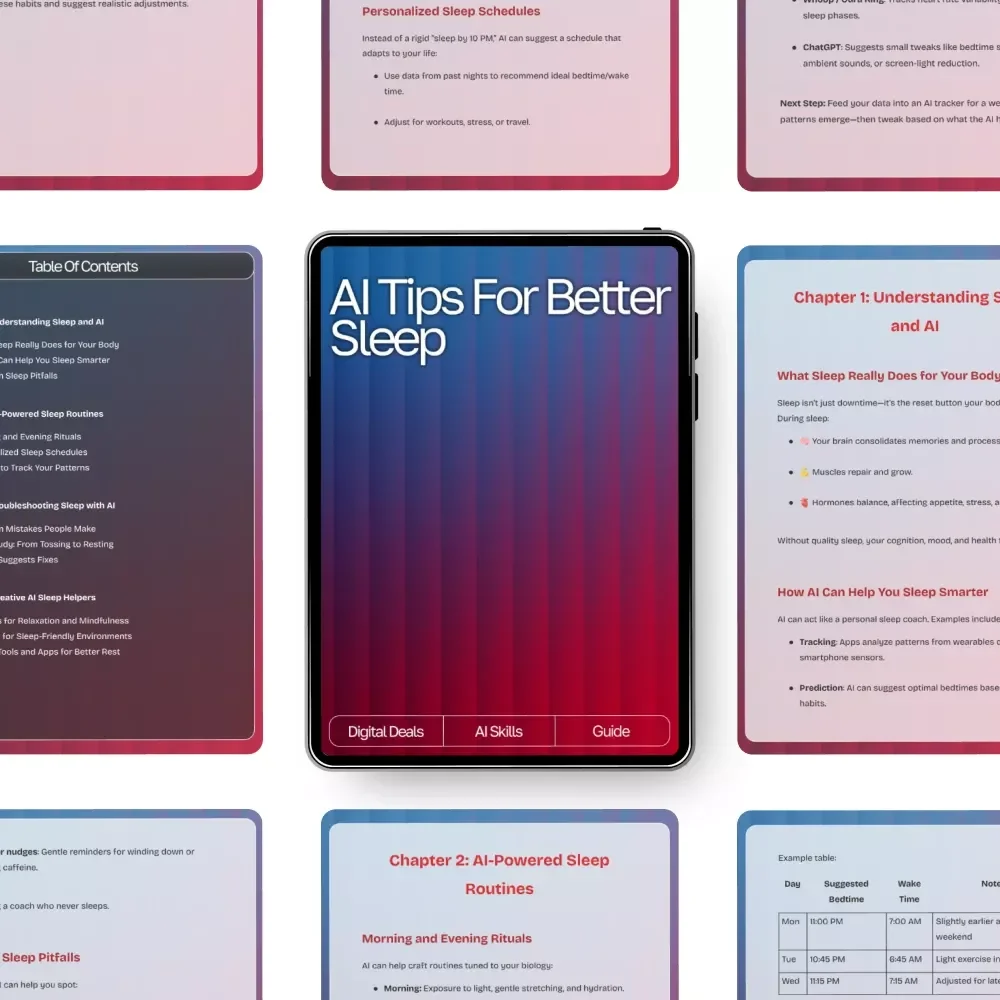 AI Tips for Better Sleep Guide | Digital Download for Improved Rest, Bedtime Support & ai suggestions for sleep hygiene | Sleep Routine Planner, Relaxation Prompts, AI-Powered Wellness