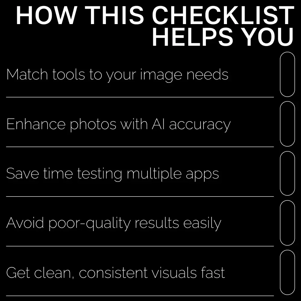 Checklist: AI Tools for Image Cleanup | Digital Download Guide for Choosing the Best AI Tools for Image Cleanup