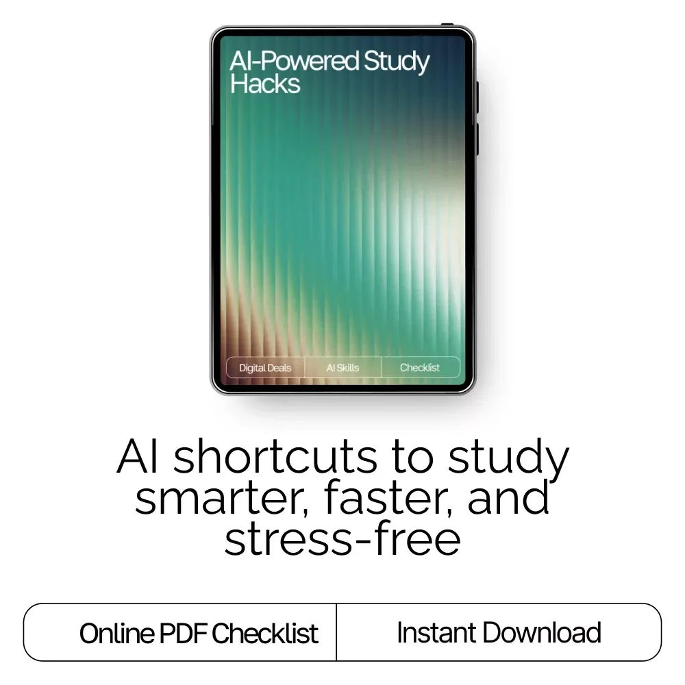 AI-Powered Study Hacks | Printable & Digital Checklist for Students | Study Planner Boost | Academic Success Tools | how to use ai to improve study and learning
