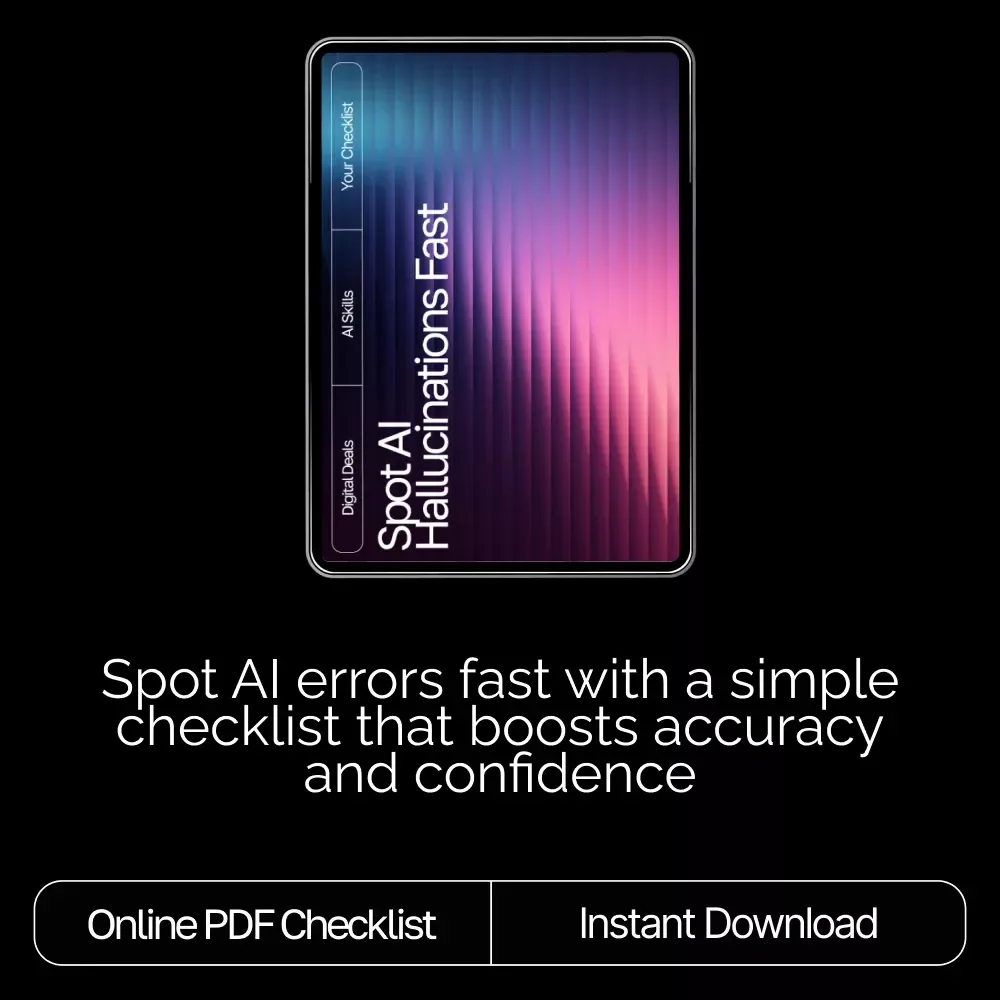 Spot AI Hallucinations Fast Checklist | Digital Download Guide on what are ai hallucinations and how to catch them | AI Literacy, Fact-Checking, Prompting Skills