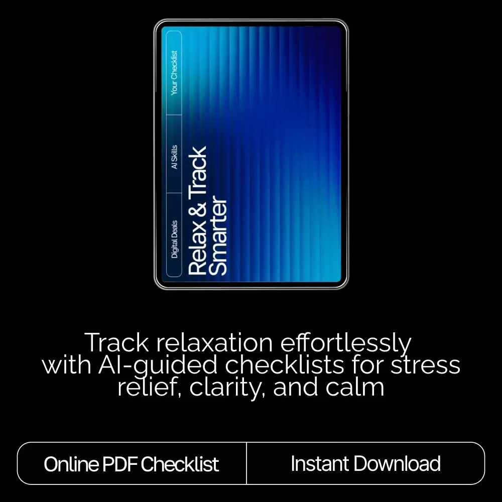 Relax & Track Smarter Checklist | Simple Relaxation Tracking Methods with AI | Wellness Planner | Stress-Relief Tracker | Digital Download