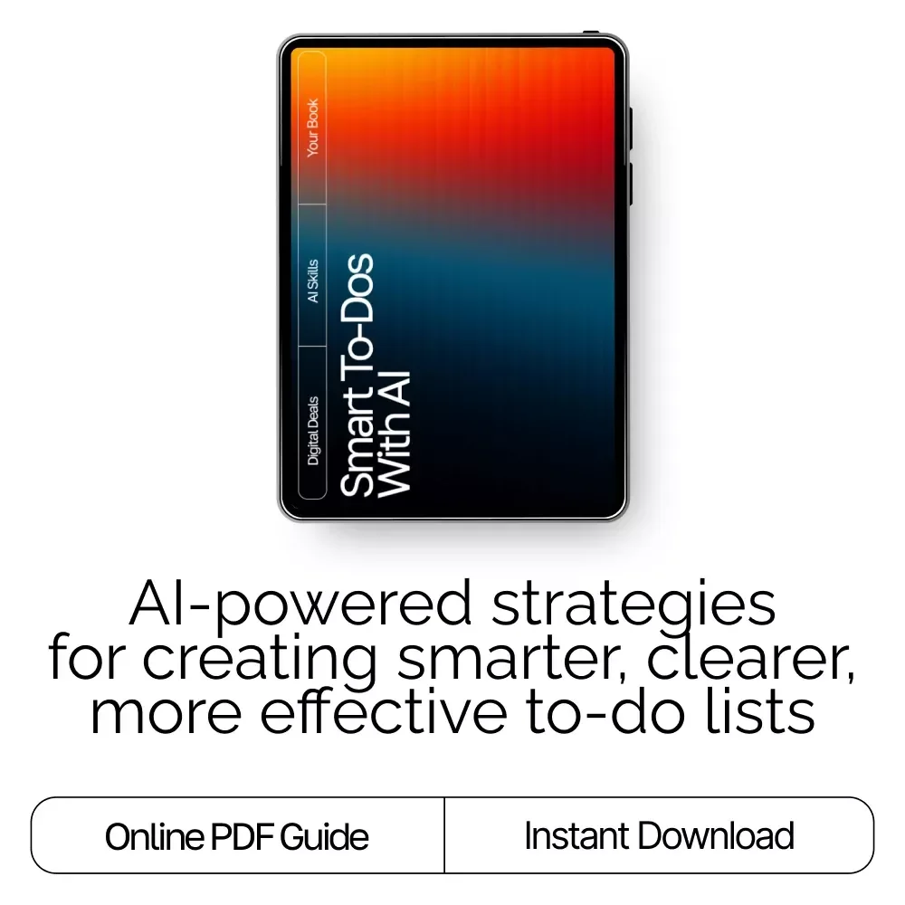 Smart To-Dos with AI – Ebook for Productivity, Digital Guide for how to use ai to create to-do lists, AI Task Planning Checklist, Instant Download