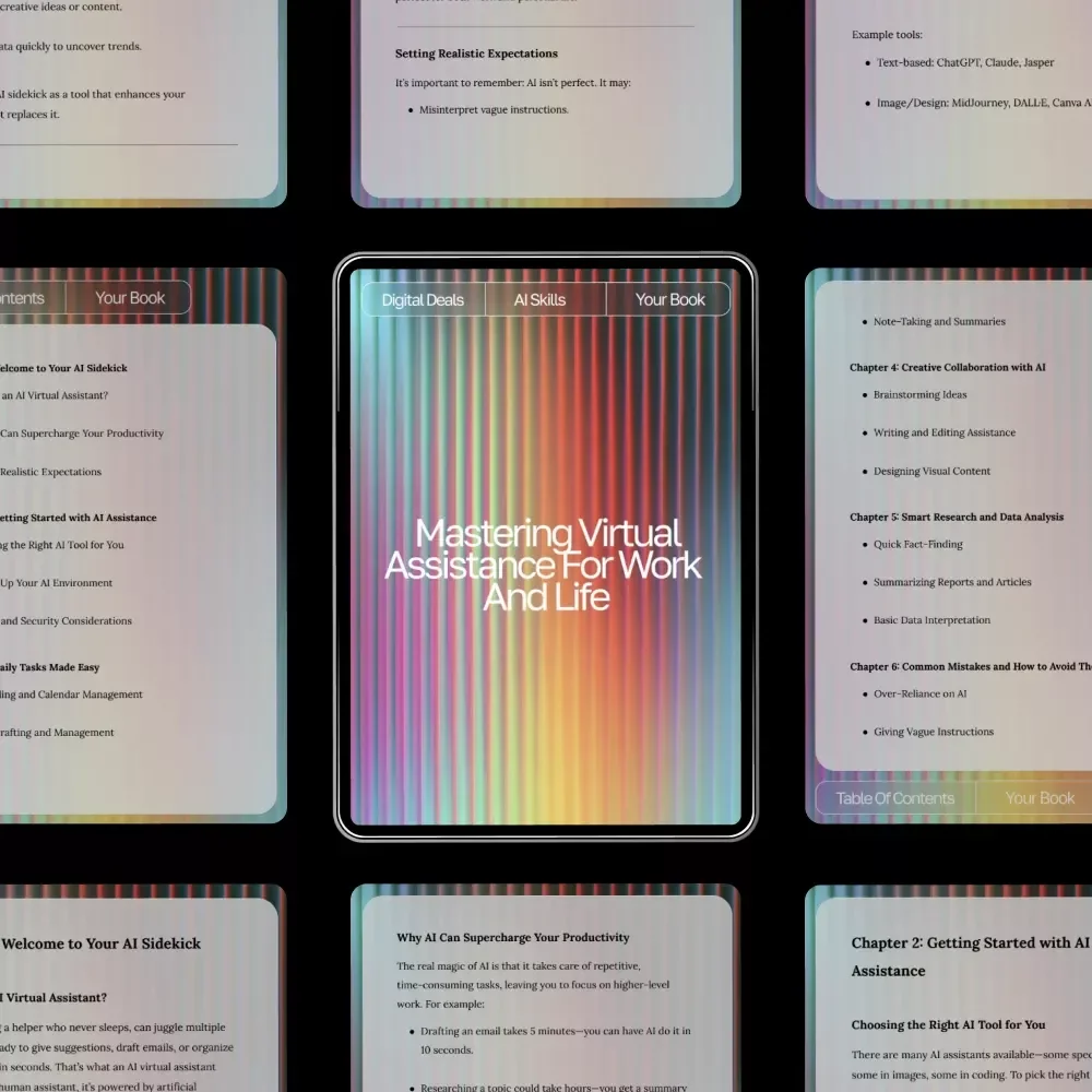 Mastering Virtual Assistance for Work and Life | Digital eBook | How to Use AI as a Virtual Assistant | Productivity, Organization & Efficiency Guide