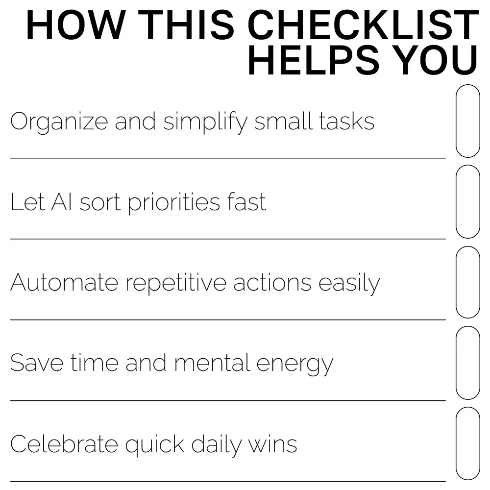 Micro-Task Mastery: The Ultimate AI-Powered Checklist | Digital Download for Smarter Productivity Using AI Tools for Tracking Small Tasks