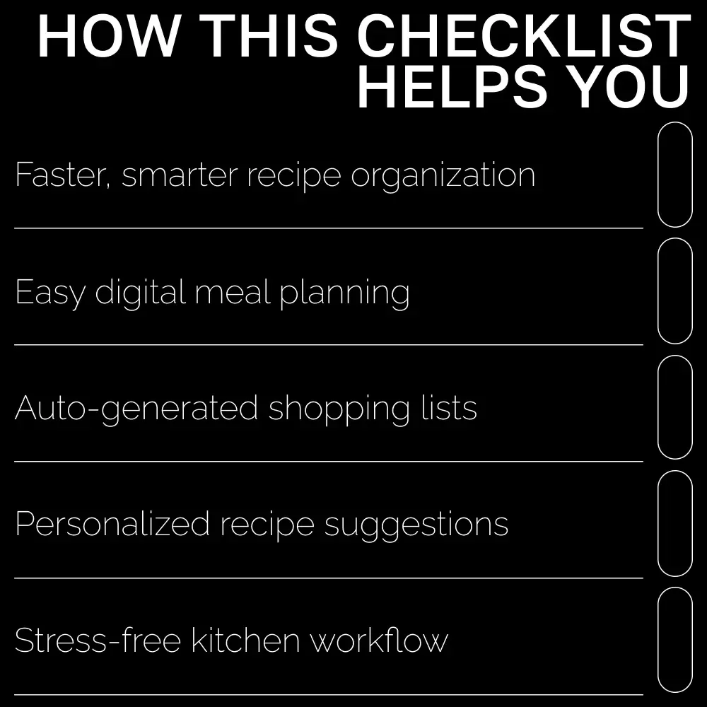 The Ultimate AI Recipe Tracker Checklist | Printable & Digital Kitchen Organizer | ai tracker for favorite recipes | Meal Planning & Recipe Management Tool