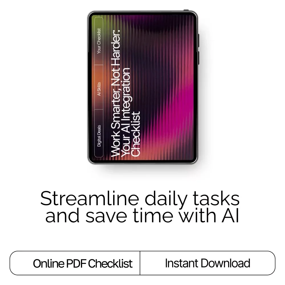 Work Smarter, Not Harder: Your AI Integration Checklist | Productivity Digital Download | How to Integrate AI into Everyday Tasks at Work | Step-by-Step AI Workflow Guide
